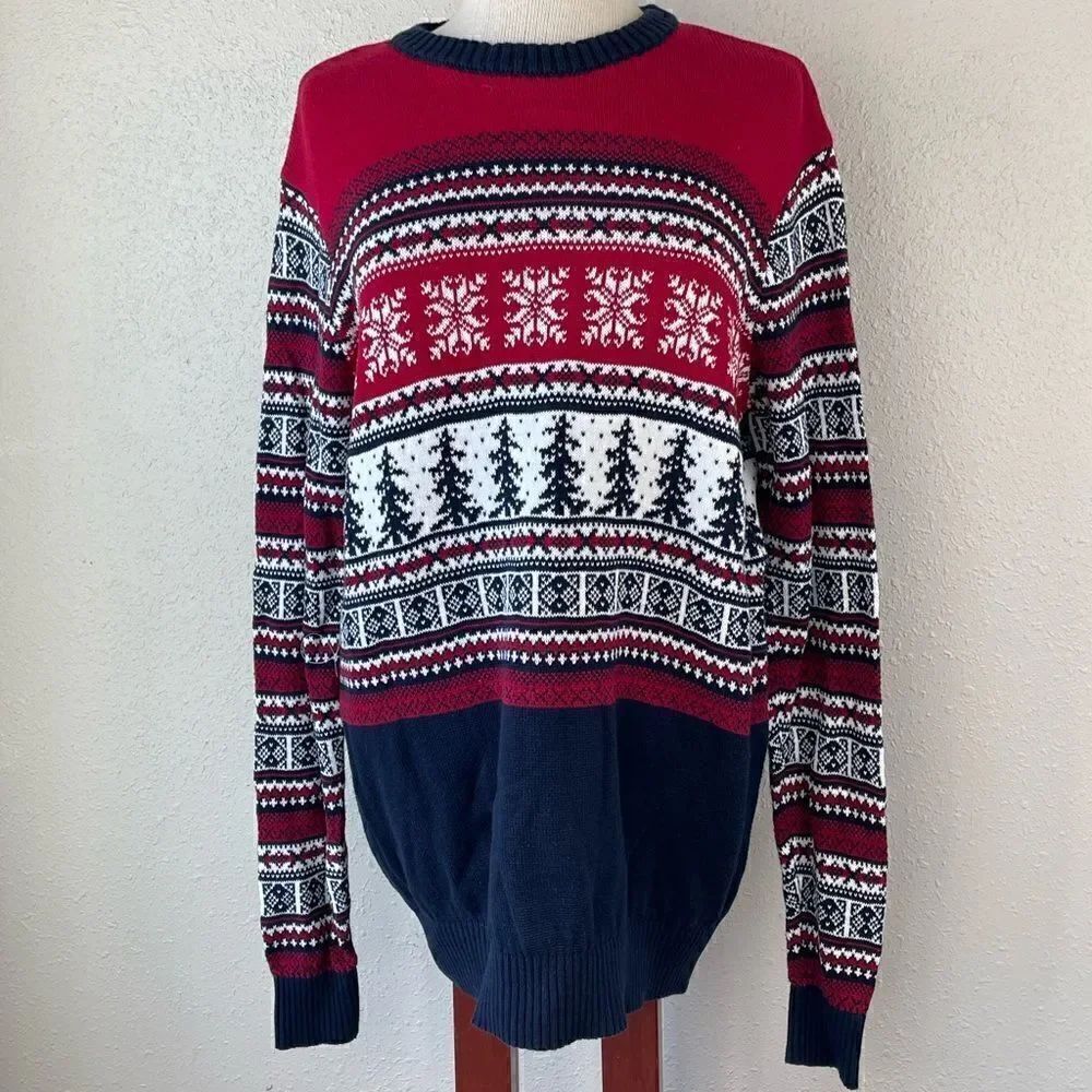 EUC Aspen Mens Red and Black Christmas Sweater Size M
